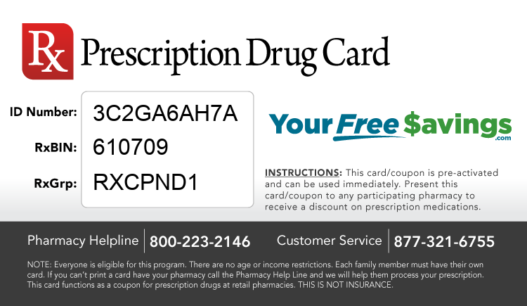 Discount Drug Card - This free Rx card is print ready (no application required)